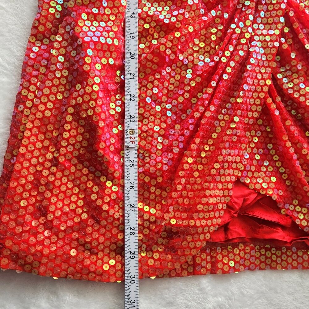 Vtg 90s Vicky Tiel Red Sequin Dress Sz‎ 44 Paris Couture Off Shoulder Cocktail - Picture 16 of 16